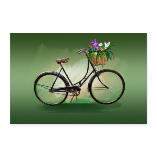 Fahrrad mit Blumen - Poster 30x20 cm