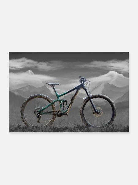 Mountainbike - Poster 30x20 cm - Weiß