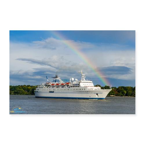 SuK Bild - MS Delphin auf der Elbe mit Regenbogen - Poster 30x20 cm