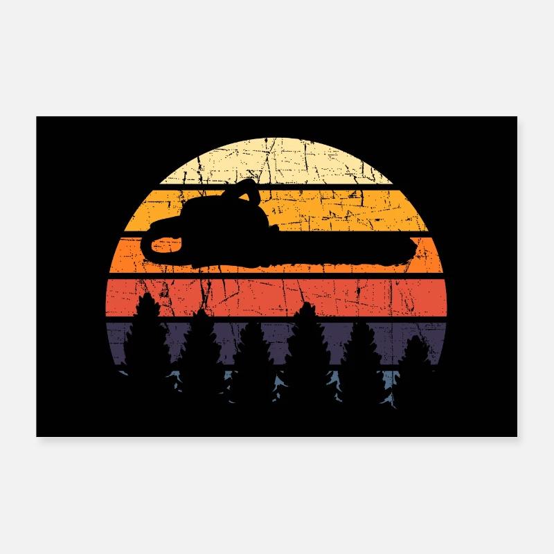 Vintage Lumberjack Forest Worker Chainsaw Logger Poster 12" x 8" (30x20 cm)