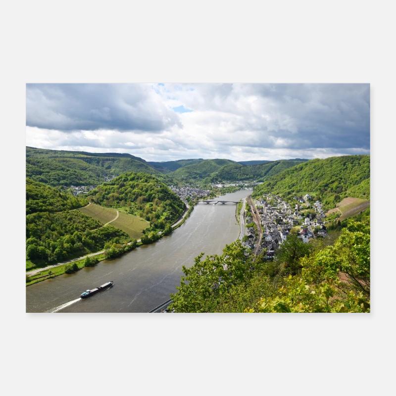 Moselle, Vin, Vignoble, Reil, Panorama Poster 30 x 20 cm