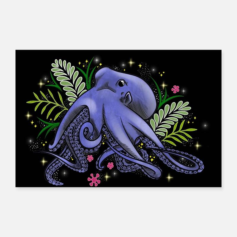 Affiche Octopus - Poster 30 x 20 cm - blanc