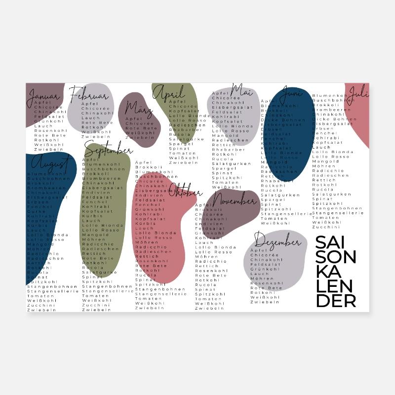 Saisonkalender. - Poster 30x20 cm - Weiß