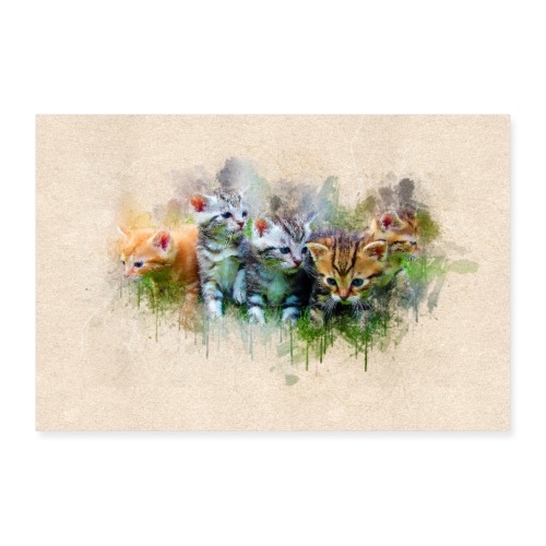 Chatons peinture aquarelle -by- Wyll-Fryd - Poster 30 x 20 cm