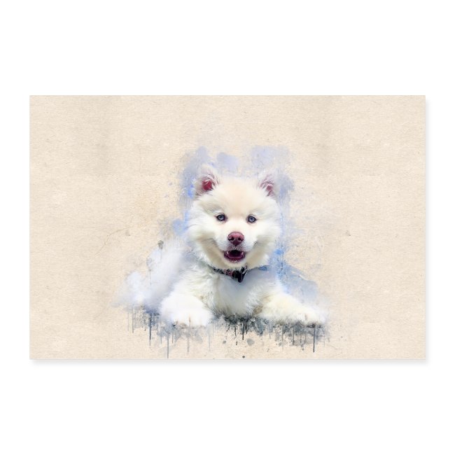 Pintura de acuarela Siberian Husky White -por- Wyll-