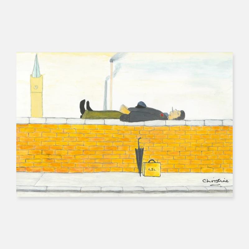 Interpretation Lowrys 'Man Lying On A Wall'(1957) Poster 12" x 8" (30x20 cm)