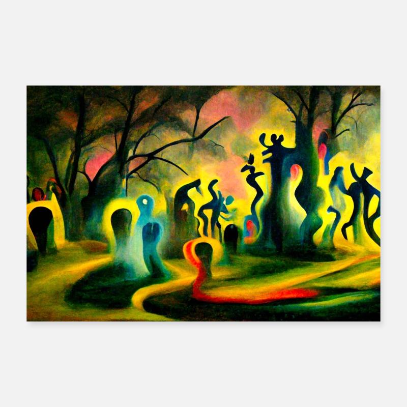 Ghosts in the forest graveyard - Poster 30x20 cm - Weiß