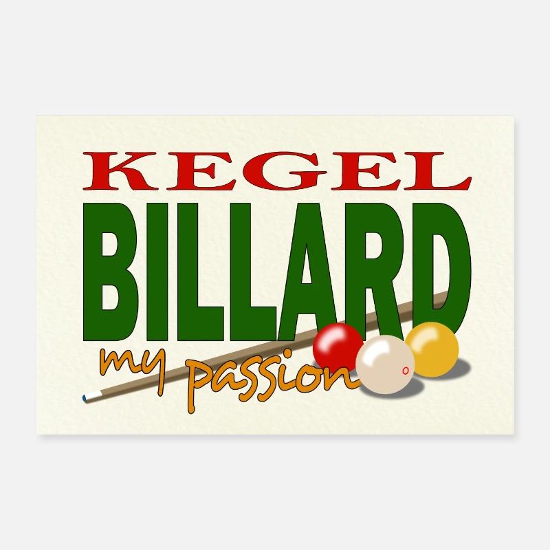 Kegelbillard Design, Wall Art, Poster, Pool Billiards Poster 12" x 8" (30x20 cm)