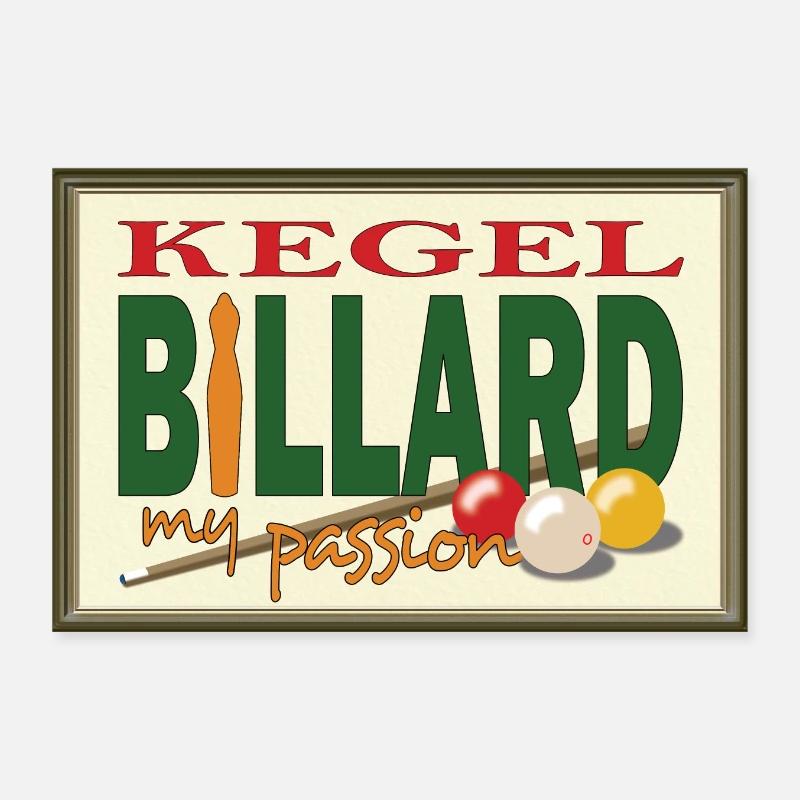 Kegelbillard Design, Art mural, Affiche, Billard de piscine - Poster 30 x 20 cm - blanc