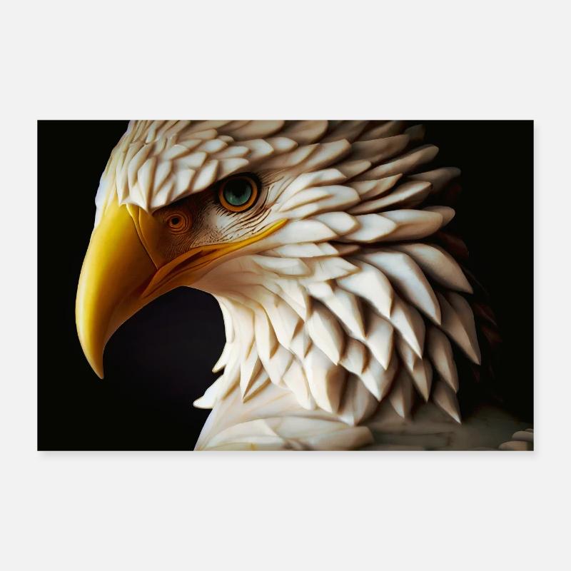 Greater Eagle - Sea Head Eagle made of stone Poster 12" x 8" (30x20 cm)