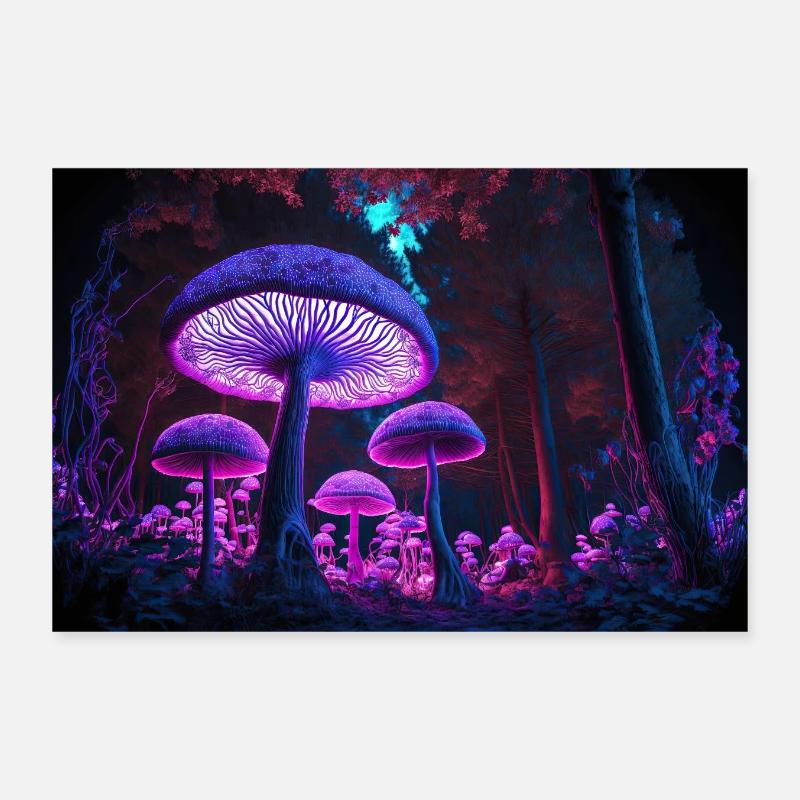 Enchanted Mushroom Forest Poster 12" x 8" (30x20 cm)