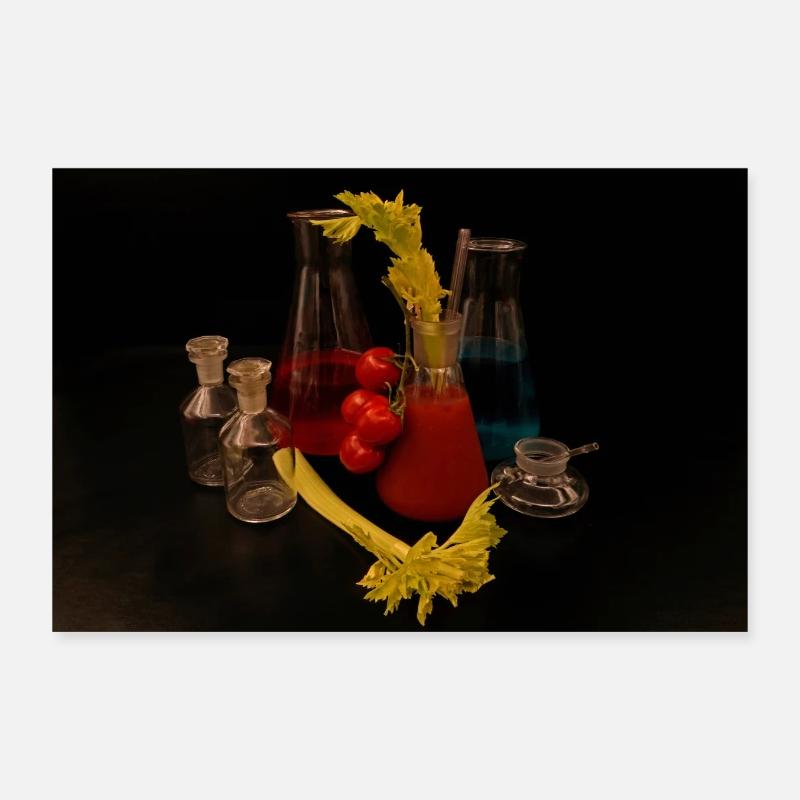 Cocktail Gin Tomate im Labordesign Poster 30x20 cm