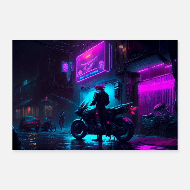 Sci-fi Neon Kunst 11 - Poster 30x20 cm - Weiß