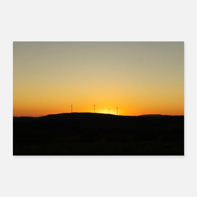 Coucher de soleil au-dessus des éoliennes Poster 30 x 20 cm