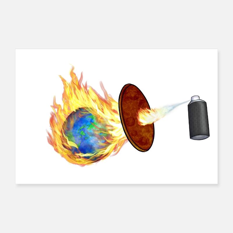 Money burning earth Poster 12" x 8" (30x20 cm)