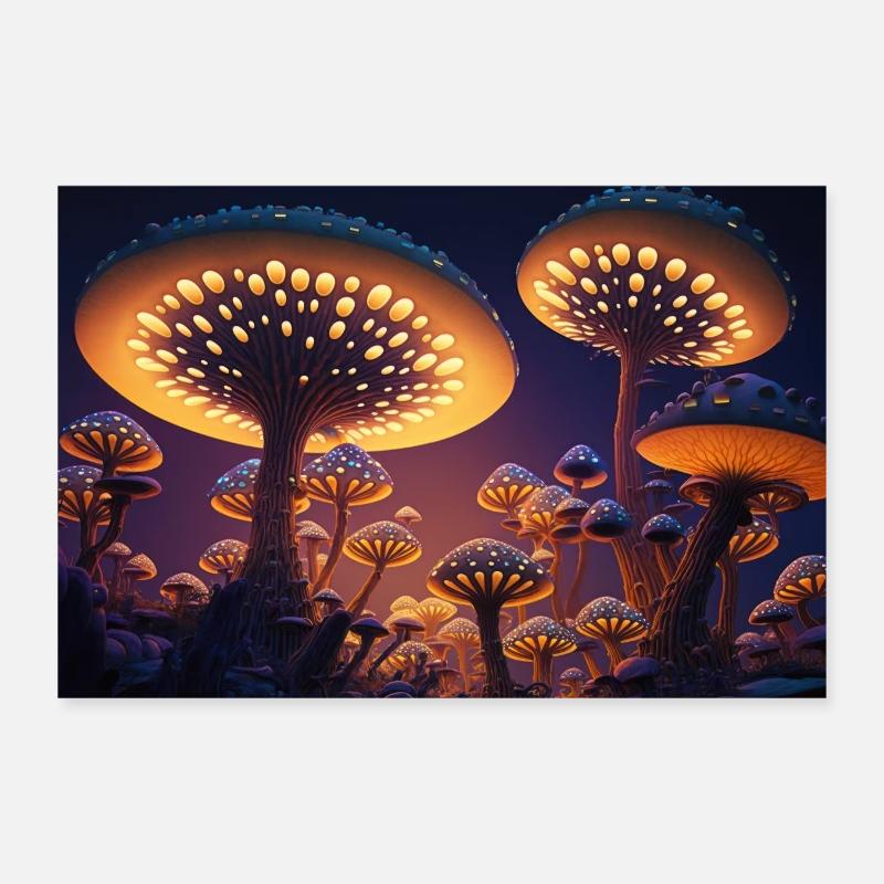 Mushroom city Poster 12" x 8" (30x20 cm)