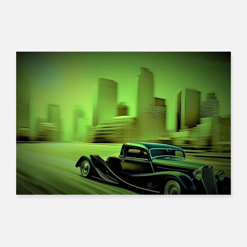 Urban Oldtimer dark Poster 12" x 8" (30x20 cm)