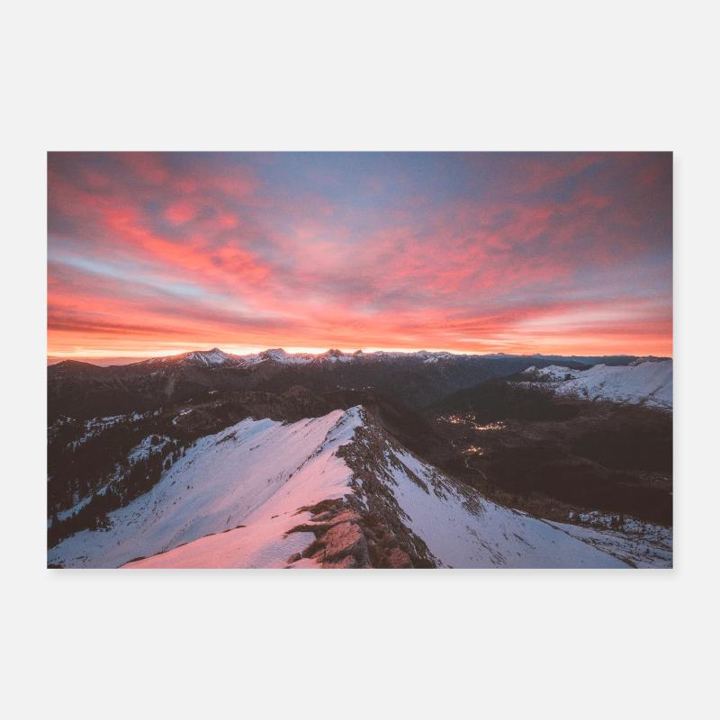 Alpine sunrise on agrafa mountains Poster 12" x 8" (30x20 cm)