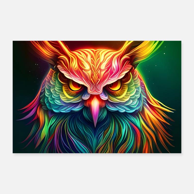 Hibou psychédélique Poster 30 x 20 cm
