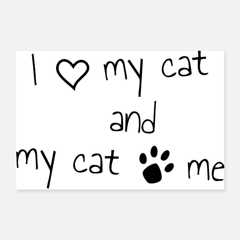 J’aime mon chat mon chat m’aime le lettrage Poster 30 x 20 cm