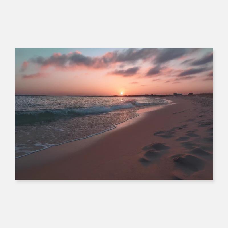 Beach Sunset Poster 12" x 8" (30x20 cm)
