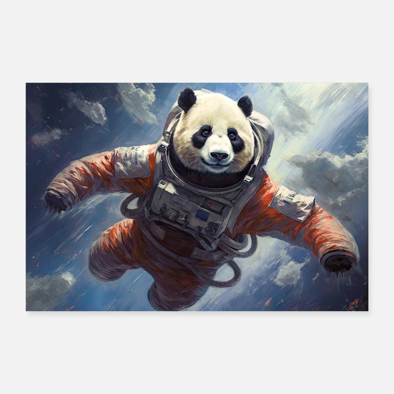 Celestial Wanderer: Panda Astronaut's Voyage Poster 12" x 8" (30x20 cm)