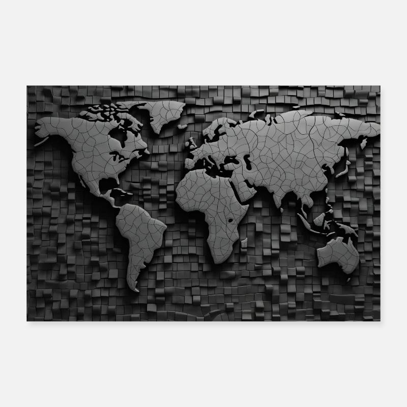 Carte du monde - Poster 30 x 20 cm - blanc