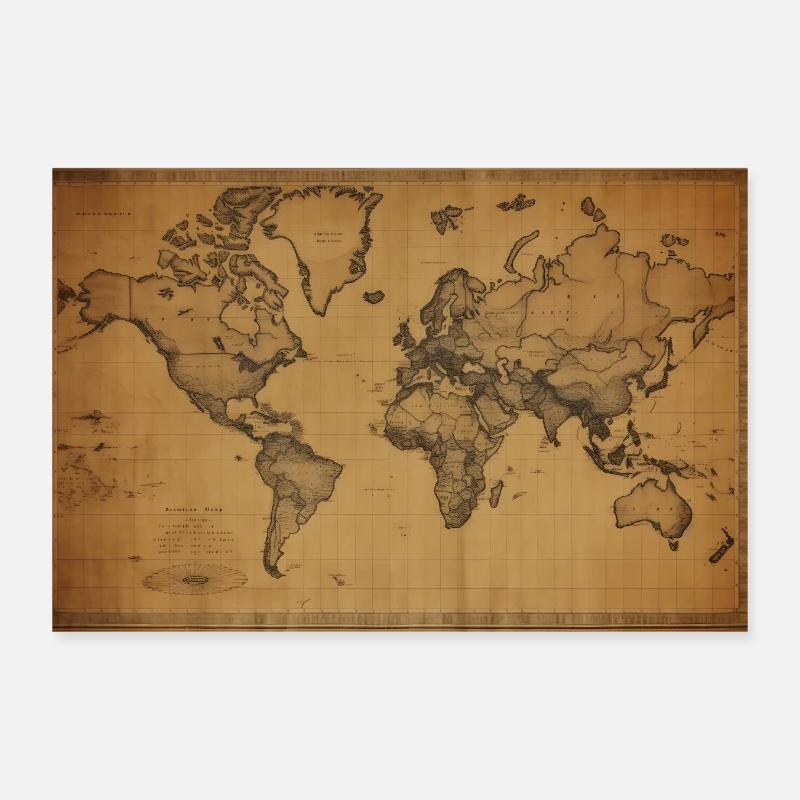 World Map Vintage Poster 12" x 8" (30x20 cm)