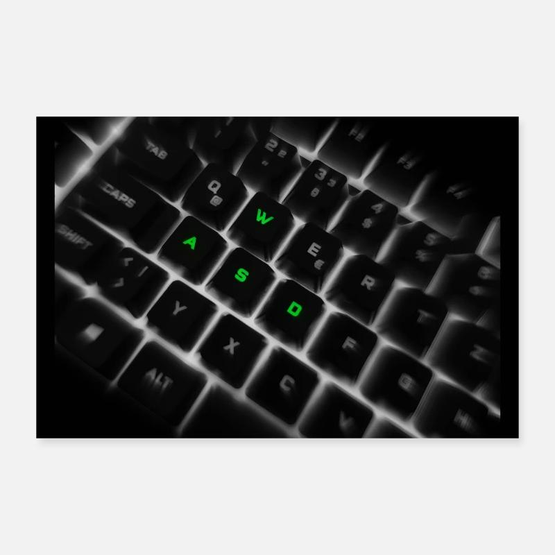 Impression d’art sur le clavier néon WASD Poster 30 x 20 cm