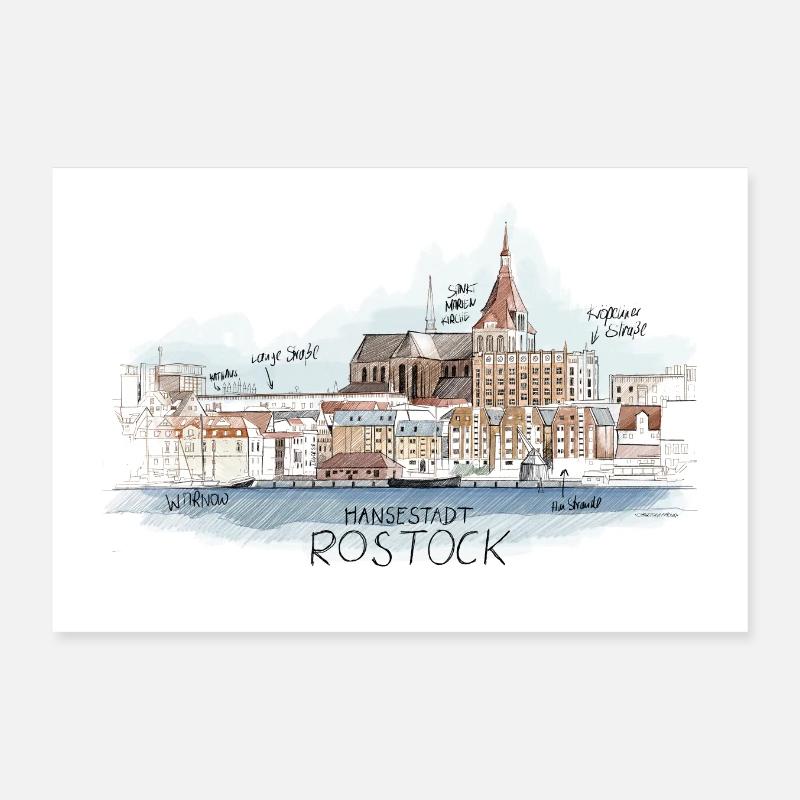 Rostock Buntstift Poster 30x20 cm