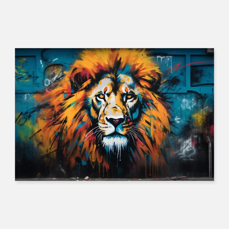 Löwe Straßenkunst Poster 30x20 cm