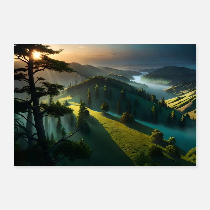 beautiful cloud forest at sunset Poster 12" x 8" (30x20 cm)