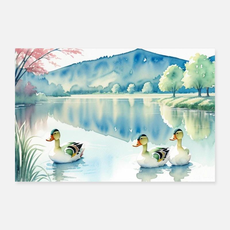 Paysage avec des canards Poster 30 x 20 cm