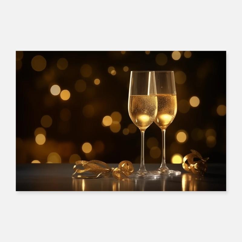 Prosecco Sparkling Wine Glasses Poster 12" x 8" (30x20 cm)