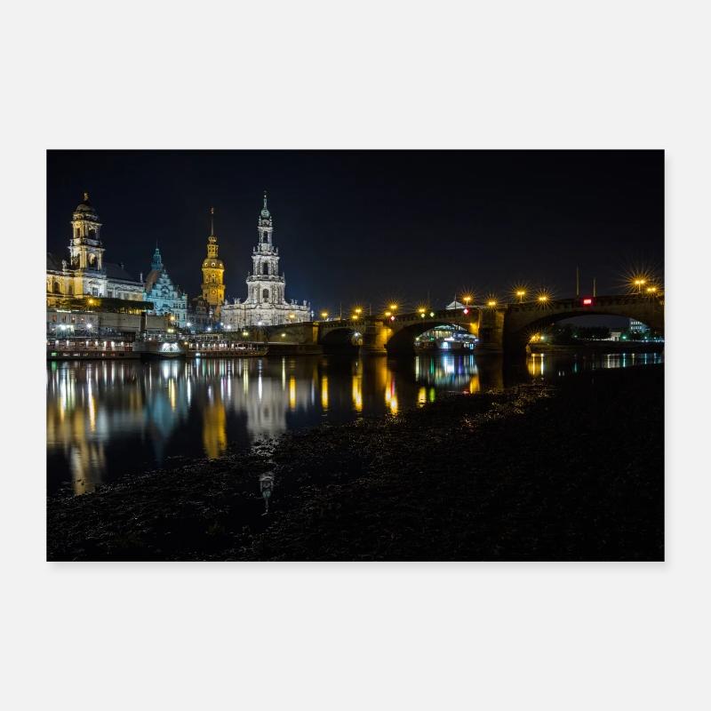 Dresden at night Poster 12" x 8" (30x20 cm)