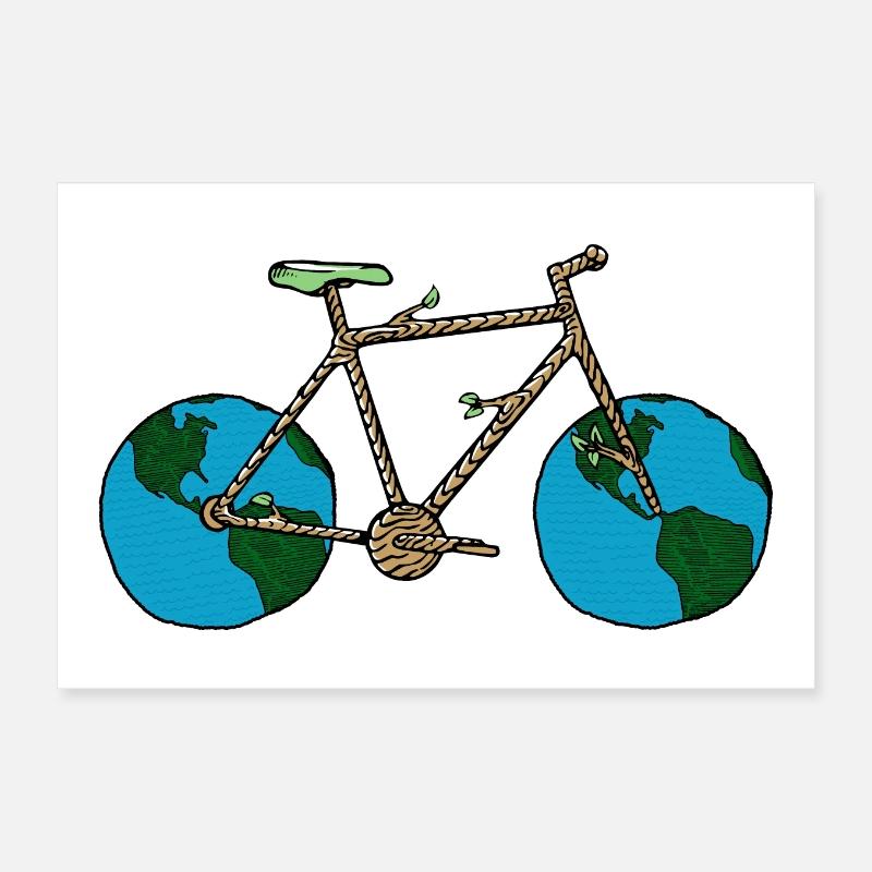 Planète Terre vélo, jeu de mots cyclisme, roue de vélo Art Poster 30 x 20 cm