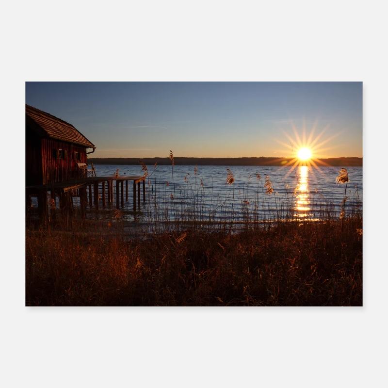 Lever du soleil au lac Ammersee Poster 30 x 20 cm