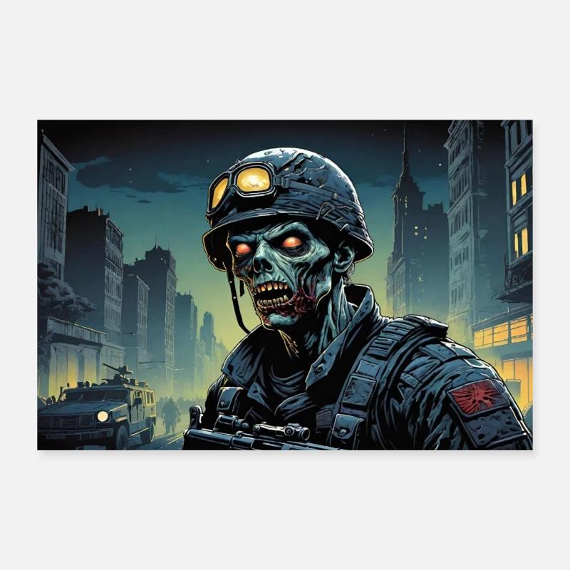 Zombie Invasion Poster 12" x 8" (30x20 cm)