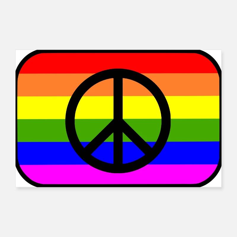 Peacezeichen auf LGBT Regenbogenfahne Poster 30x20 cm