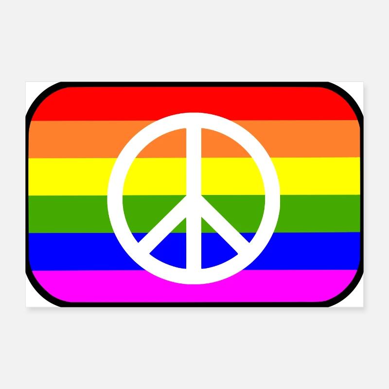 Peace sign on LGBT rainbow flag Poster 12" x 8" (30x20 cm)