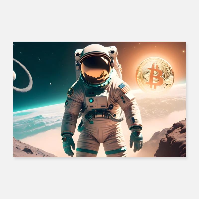 Bitcoin Krypto Weltall Alien Poster Poster 30x20 cm