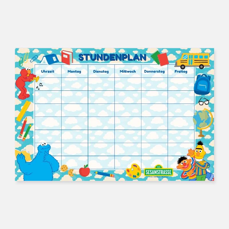 Sesamstraße Stundenplan Mit Charakteren Poster 30x20 cm