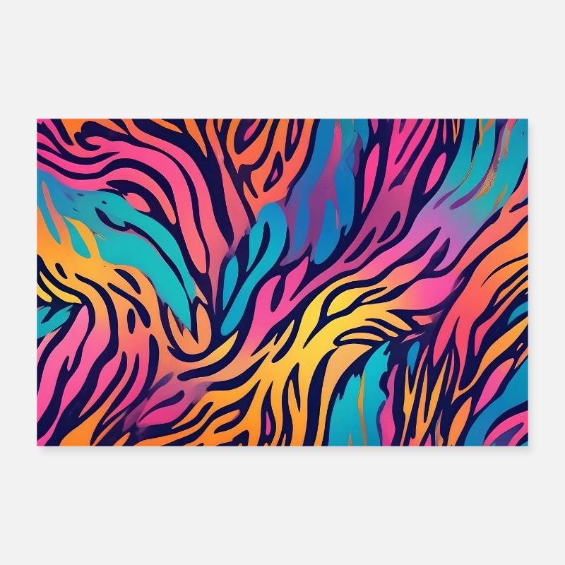 Abstraktes Tiermuster mit leuchtenden Farben Poster 30x20 cm