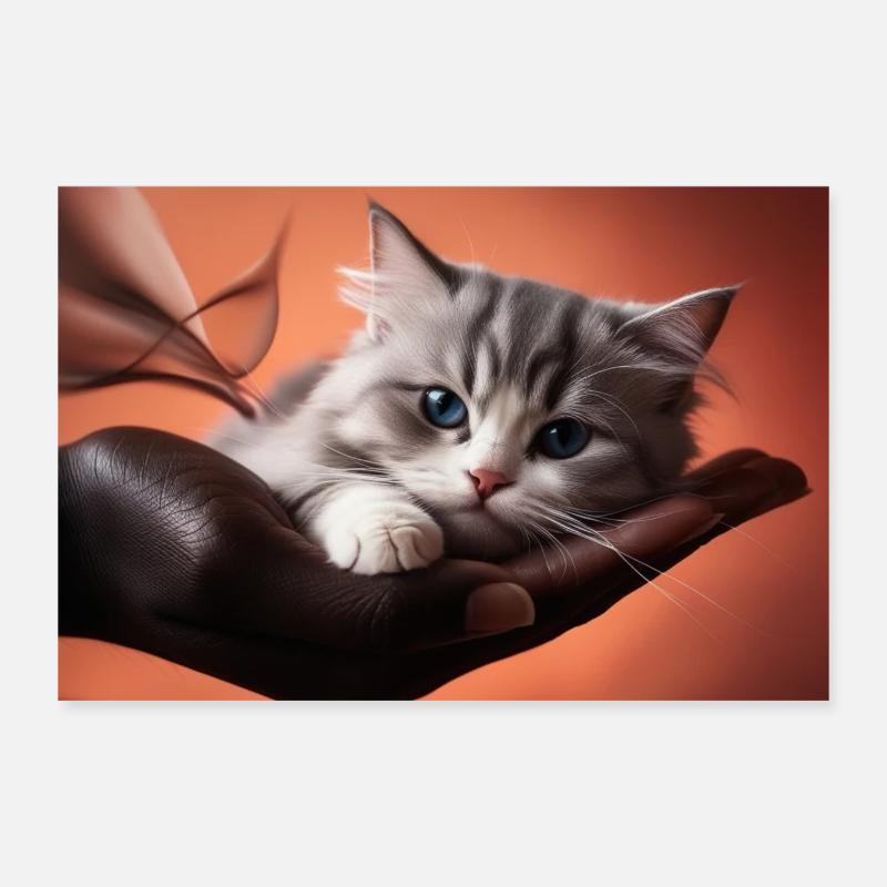 Kuscheltiger in schwarzer Hand Poster 30x20 cm