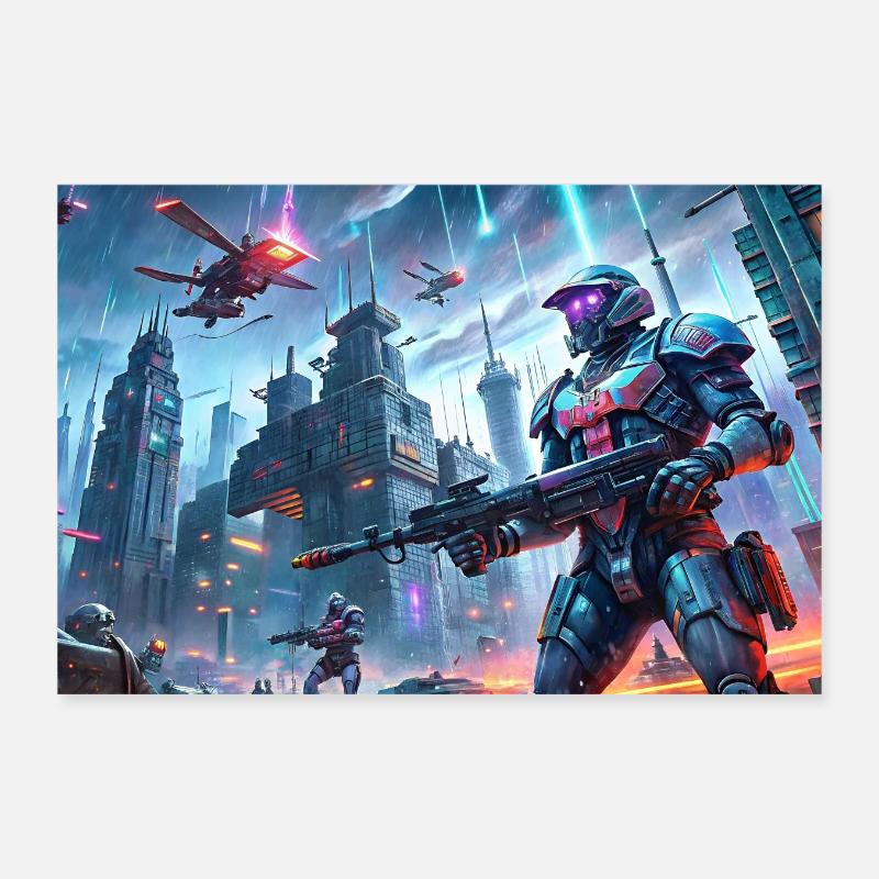 Guerriers sur le champ de bataille Poster 30 x 20 cm