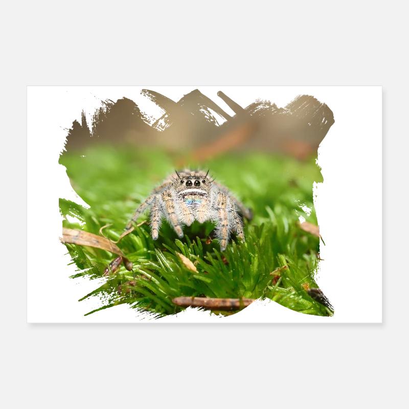 Phidippus texanus jumping spider, spring spinne. Poster 30x20 cm