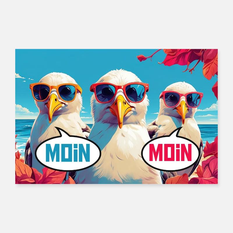 Moin Moin Möwen Poster 30x20 cm
