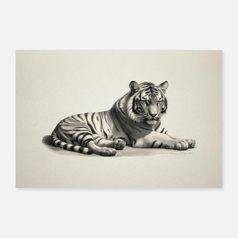Tiger Vintage Design Poster 12" x 8" (30x20 cm)