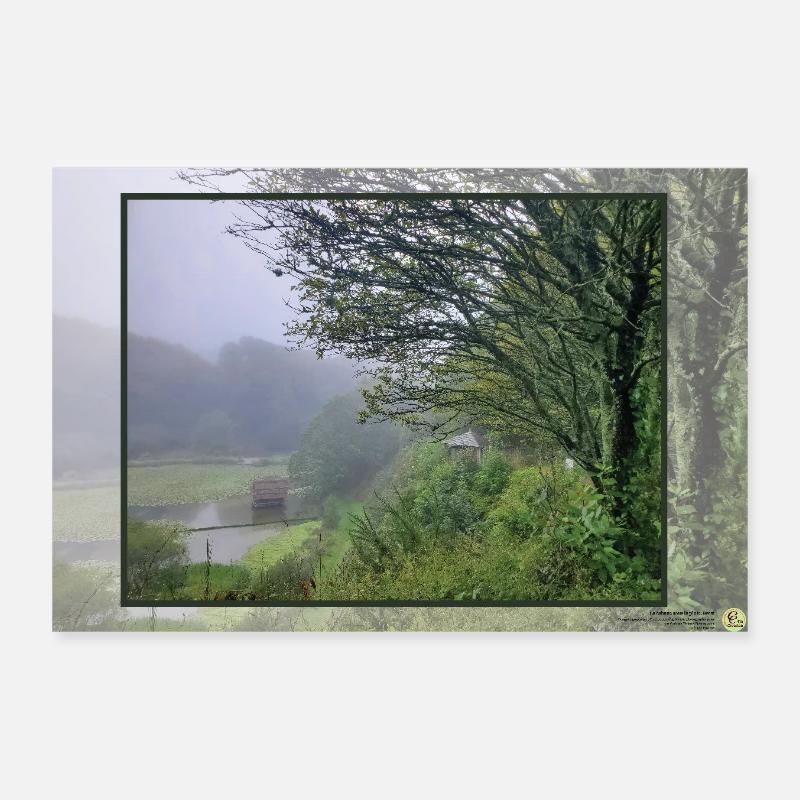 Die Hütte im Regen, Brest, Querformat - Poster 30x20 cm - Weiß