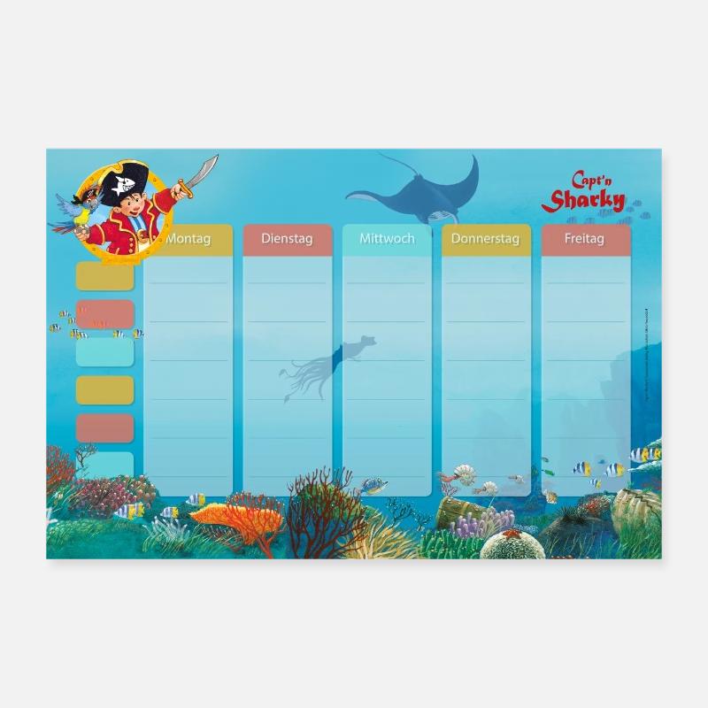 Käpt'n Sharky Stundenplan Mit Unterwasserwelt Poster 30x20 cm